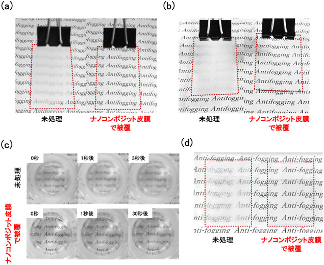 図2 さまざまな環境下でのナノコンポジット皮膜によるスライドガラス防曇性