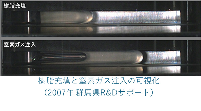 樹脂充填と窒素ガス注入の可視化（2007年群馬県R&Dサポート）